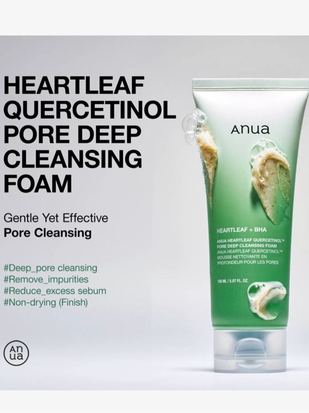 Anua Heartleaf Cleansing Foam - Korean Skin Care - Picture 6 of 11